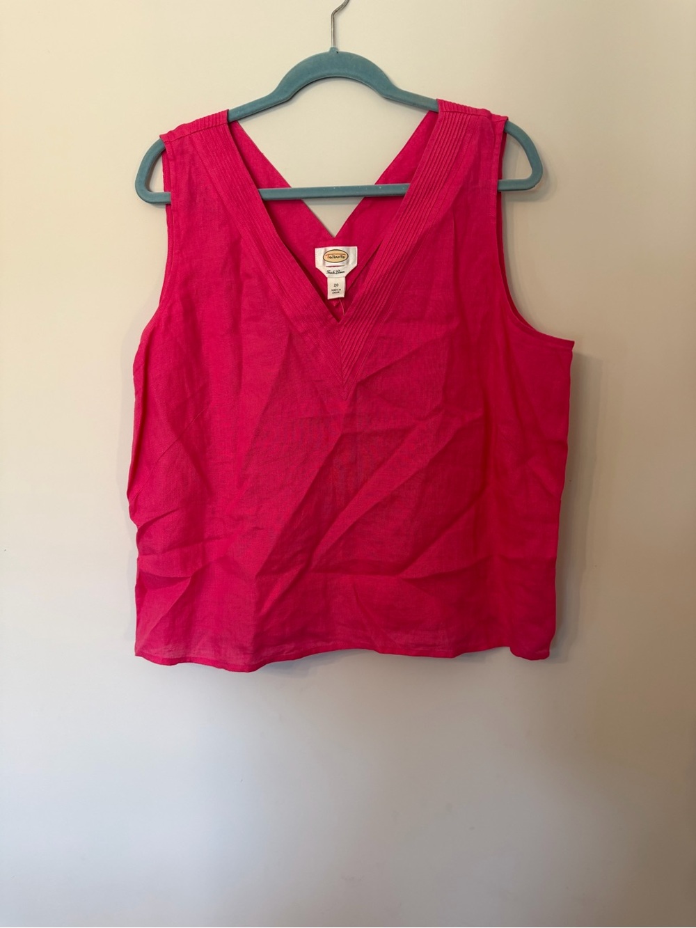 Irish Linen bright pink sleeveless top size 20 NWT